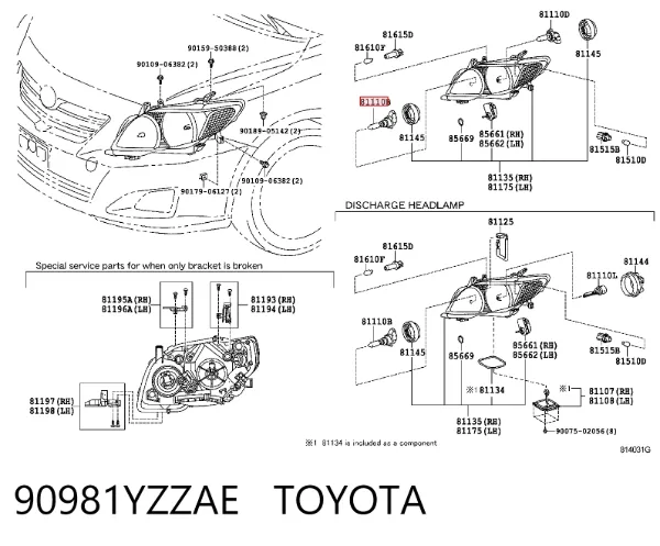 Żarówka halogenowa 90981YZZAE Toyota