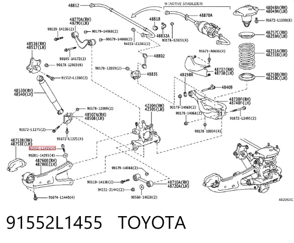 Śruba mocująca przegub kulowy do dźwigni 91552L1455 Toyota