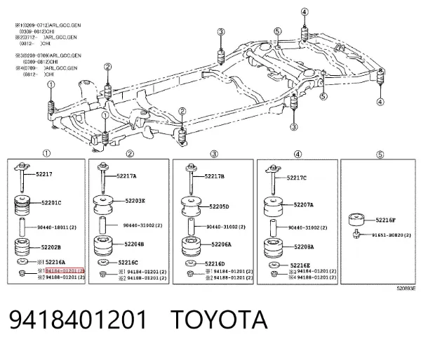 Śruba mocowania wahacza przedniego, dolnego 9418401201 Toyota