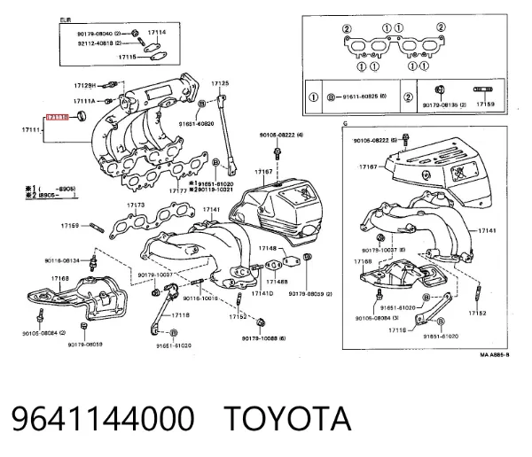 Zaślepka głowicy cylindrów/bloku cylindrów 9641144000 Toyota