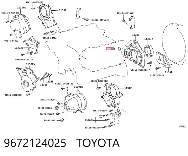 Uszczelniacz wałka rozrządu silnika tylny 9672124025 Toyota