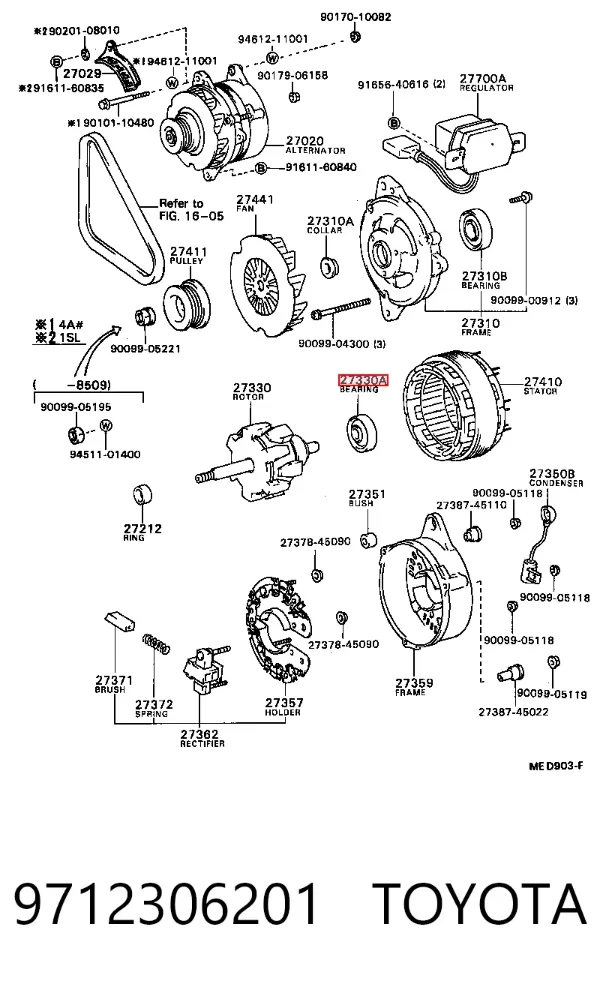 Łożysko alternatora 9712306201 Toyota