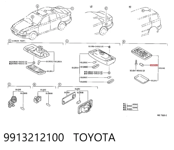 Żarówka oświetlenia wnętrza/kabiny 9913212100 Toyota