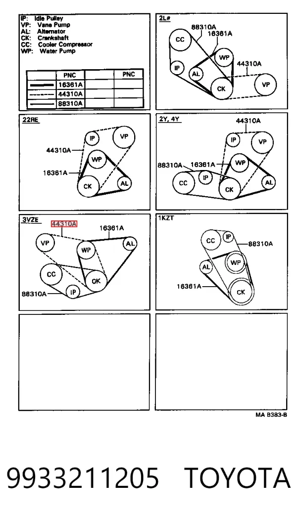 Pas napędowy mechanizmów 9933211205 Toyota