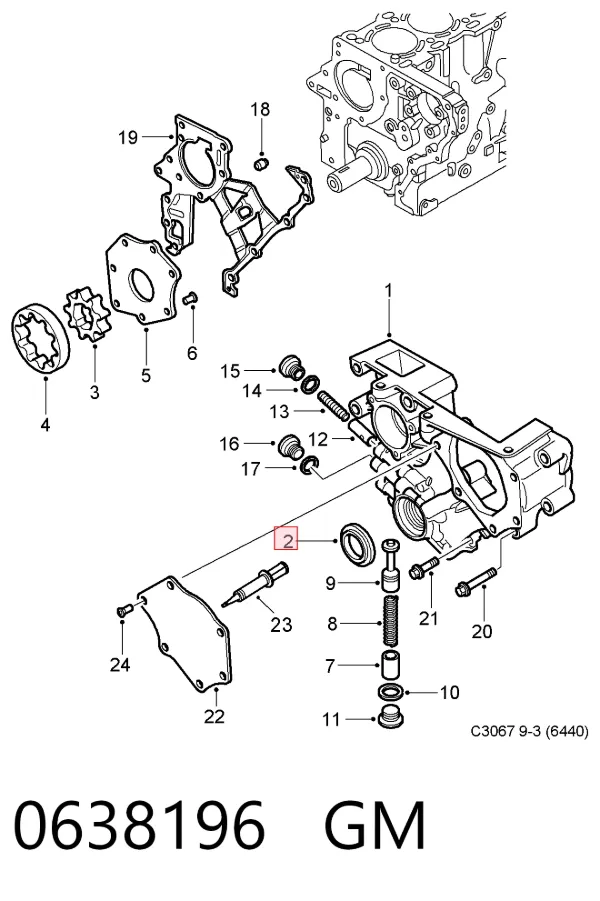 Uszczelniacz wału korbowego przedni 0638196 General Motors