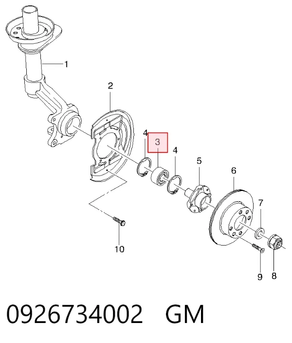 Łożysko piasty przedniej 0926734002 General Motors