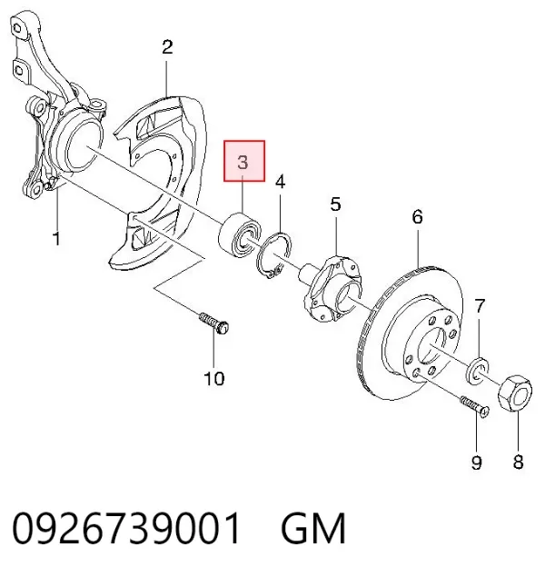 Łożysko piasty przedniej 0926739001 General Motors