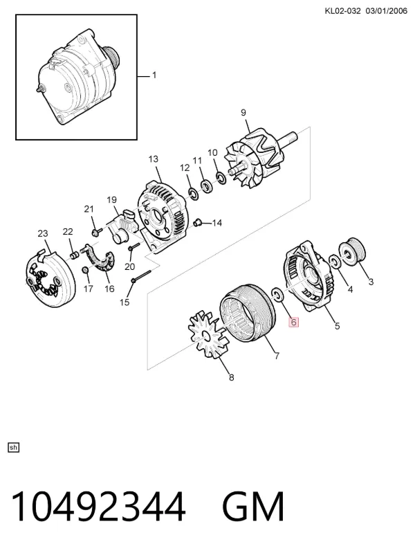 Łożysko alternatora 10492344 General Motors