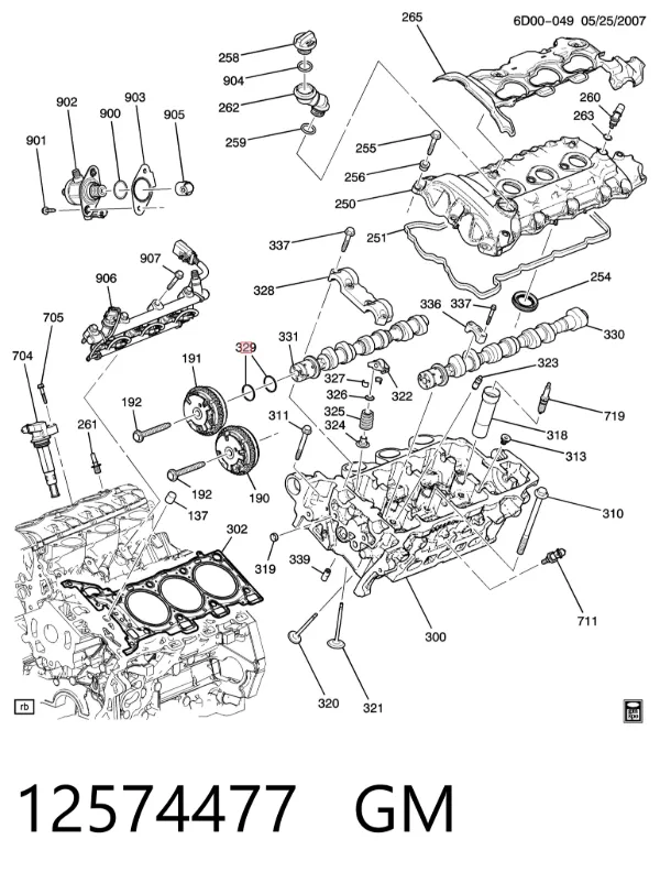 Uszczelniacz wałka rozrządu silnika 12574477 General Motors