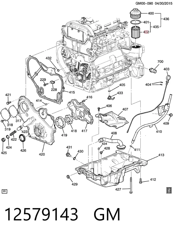 Filtr oleju 12579143 General Motors