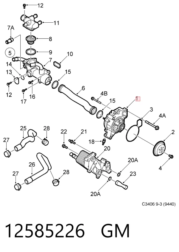 Pompa chłodząca wodna 12585226 General Motors