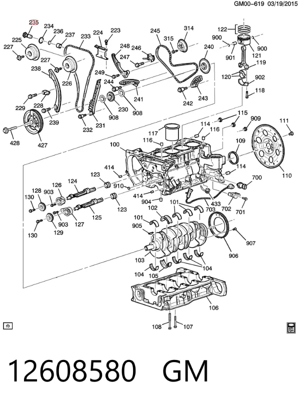 Napinacz łańcucha rozrządu 12608580 General Motors