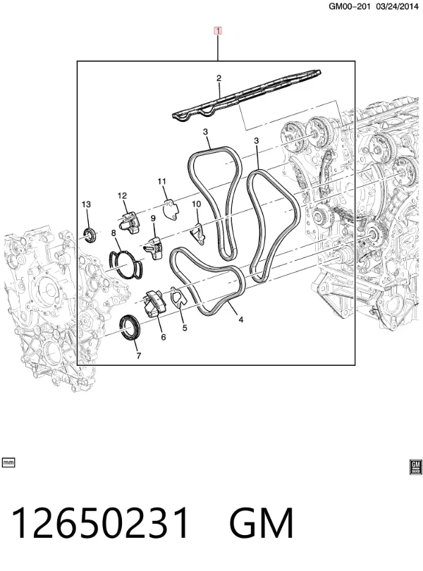 Łańcuch rozrządu, zestaw 12650231 General Motors