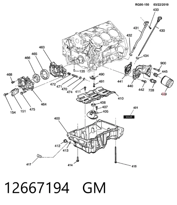 Filtr oleju 12667194 General Motors