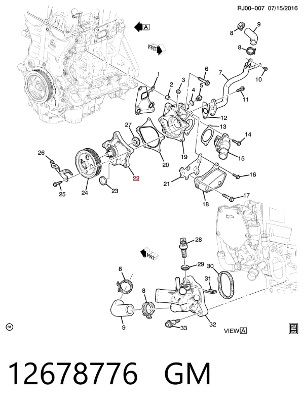Pompa chłodząca wodna 12678776 General Motors