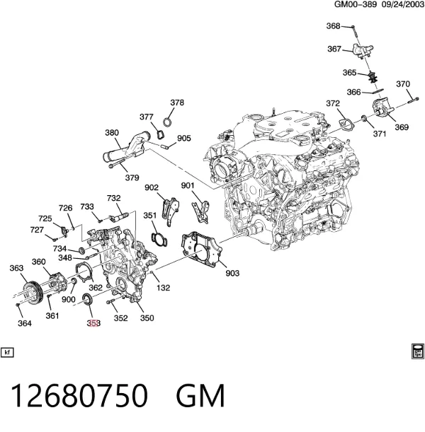Uszczelniacz wału korbowego przedni 12680750 General Motors