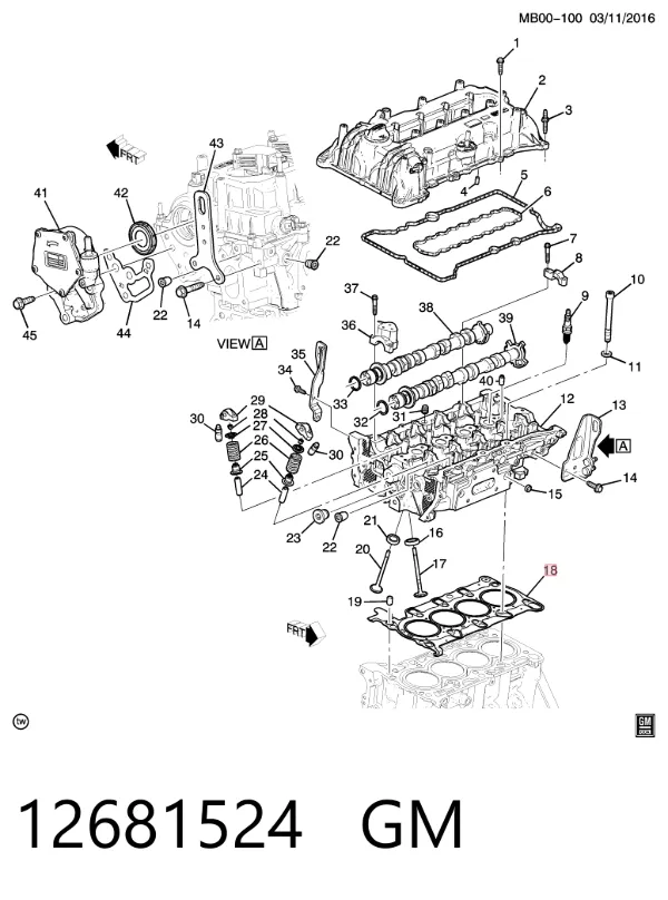Uszczelka głowicy cylindrów 12681524 General Motors