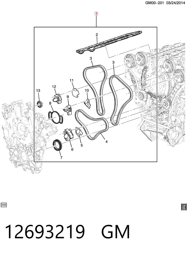 Łańcuch rozrządu, zestaw 12693219 General Motors