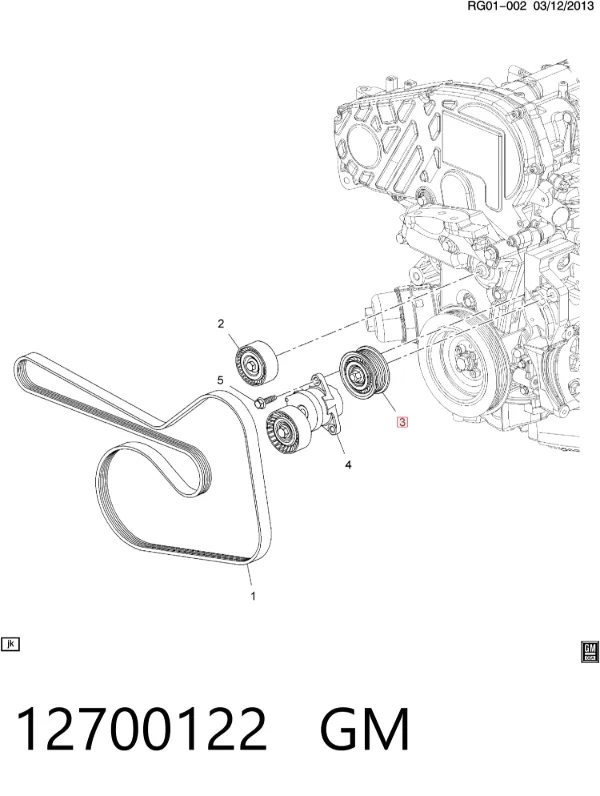 Rolka prowadząca, kierunkowa paska napędowego 12700122 General Motors