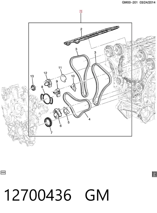 Łańcuch rozrządu, zestaw 12700436 General Motors