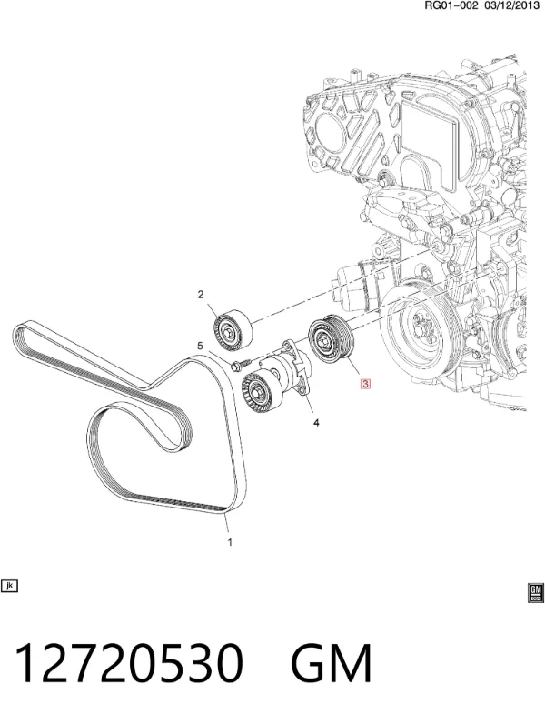 Rolka prowadząca, kierunkowa paska napędowego 12720530 General Motors