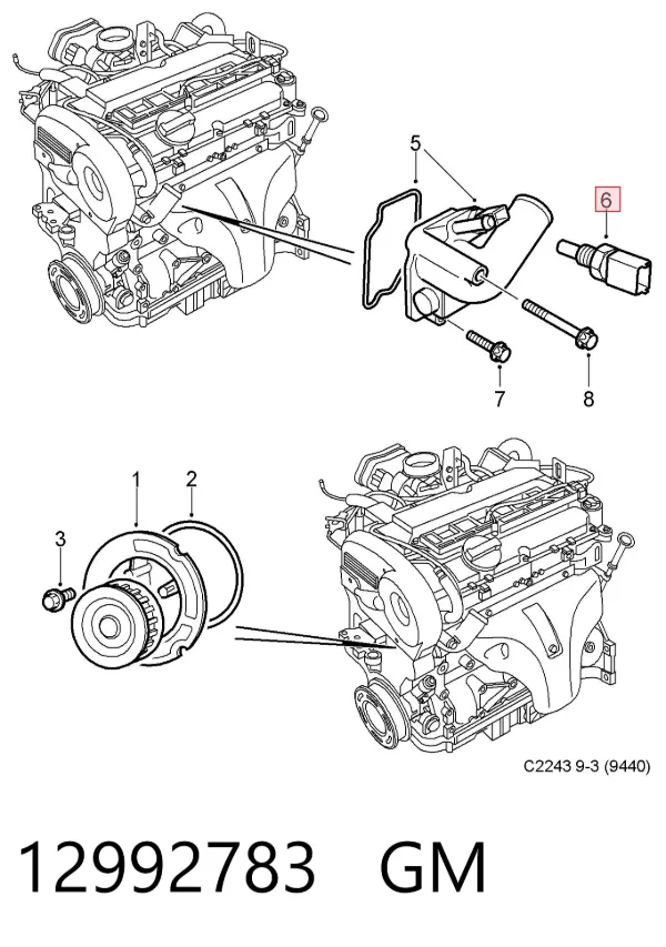Czujnik temperatury płynu chłodzącego 12992783 General Motors
