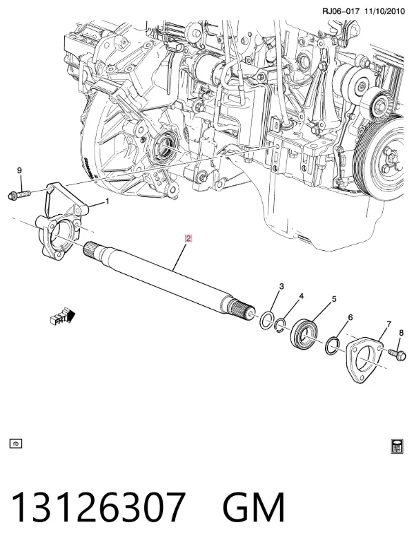 Wał napędowy półosi pośredni 13126307 General Motors