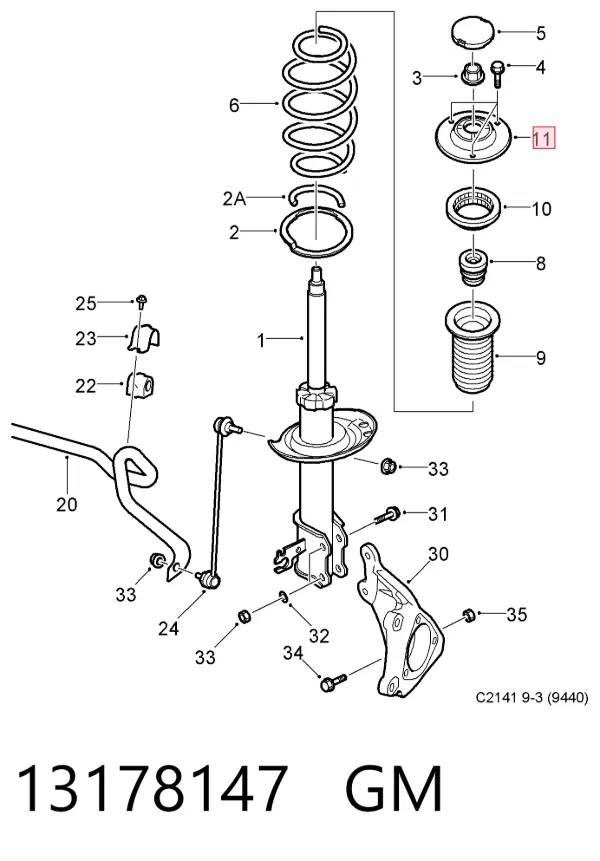 Poduszka amortyzatora przedniego 13178147 General Motors
