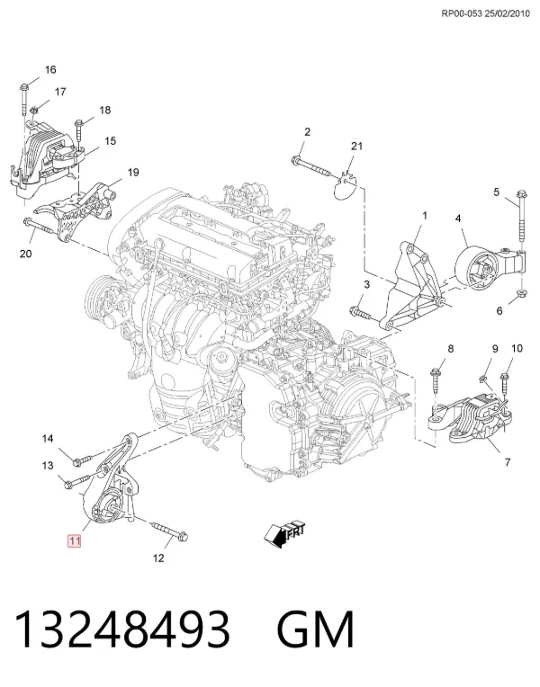 Poduszka (podpora) silnika przednia 13248493 General Motors