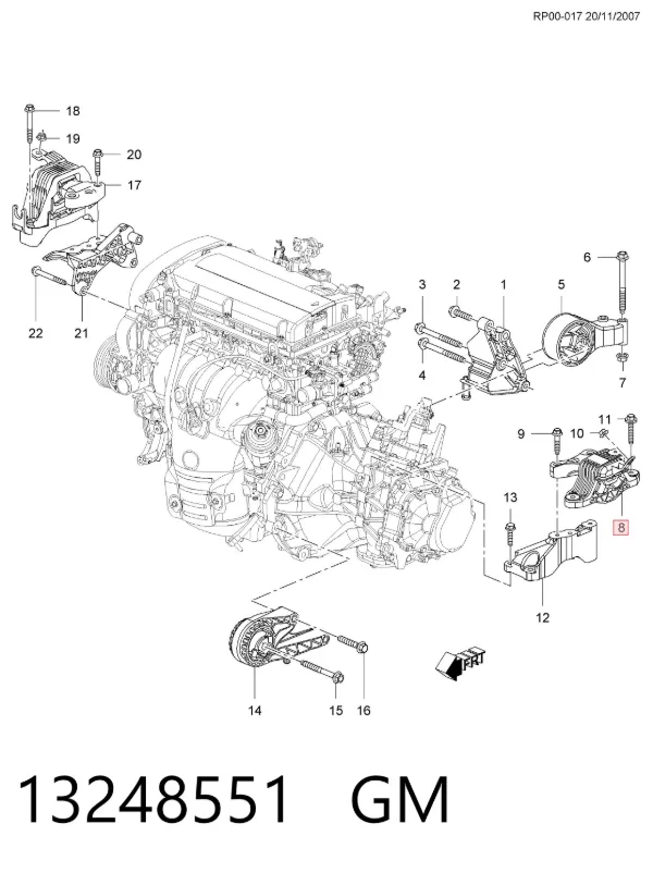 Poduszka (podpora skrzyni biegów) lewa 13248551 General Motors