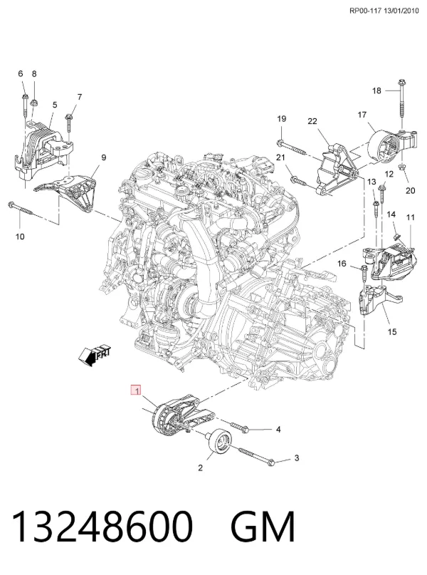 Poduszka (podpora) silnika przednia 13248600 General Motors