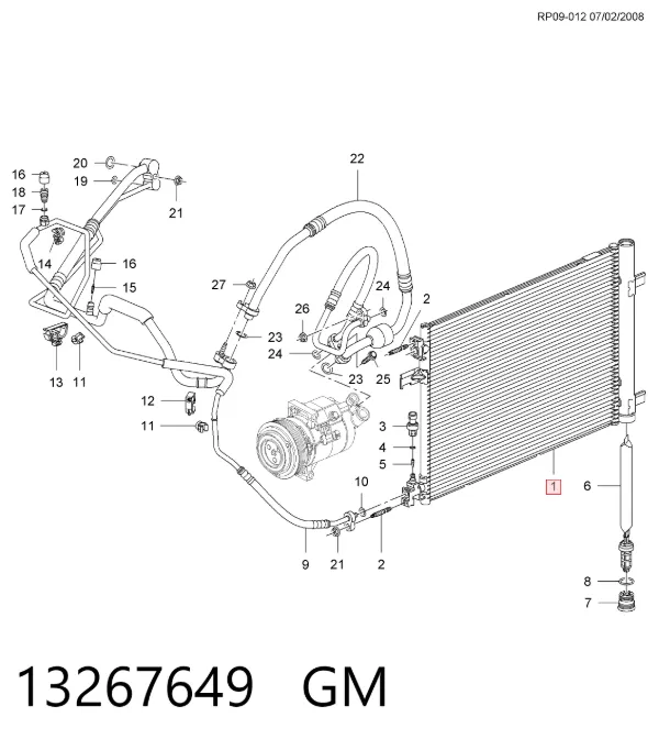 Chłodnica klimatyzacji 13267649 General Motors