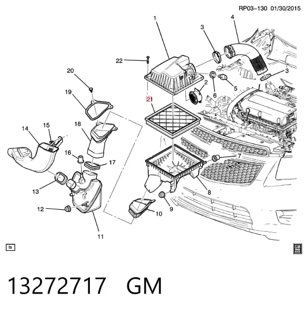 Filtr powietrza 13272717 General Motors
