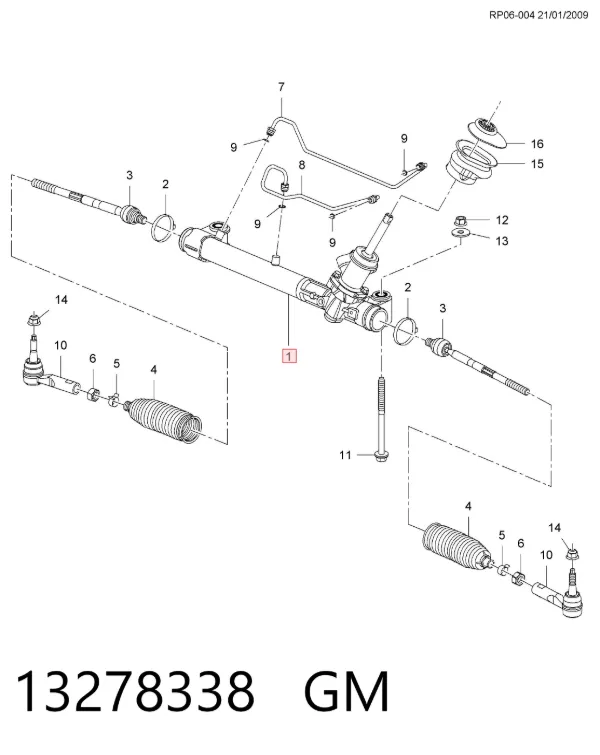 Listwa kierownicza (maglownica) 13278338 General Motors