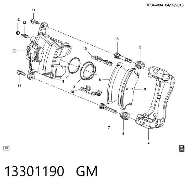 Zacisk hamulcowy przedni prawy 13301190 General Motors