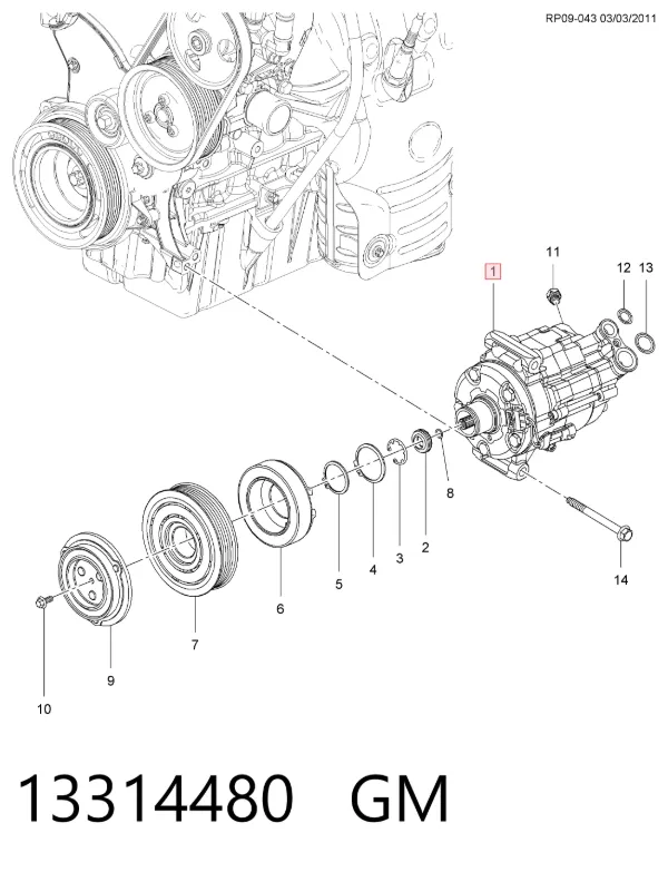 Sprężarka klimatyzacji 13314480 General Motors