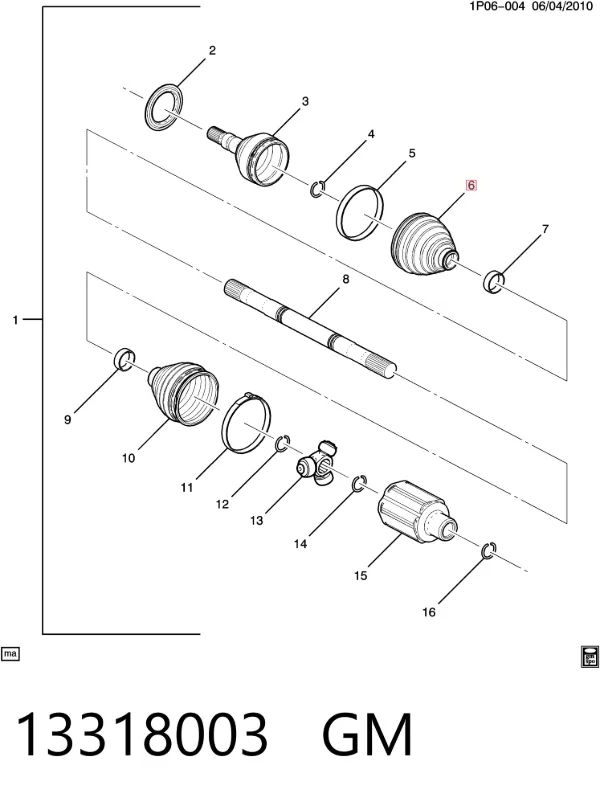Osłona przegubu homokinetycznego półosi przedniej zewnętrzna Chevrolet Orlando J309