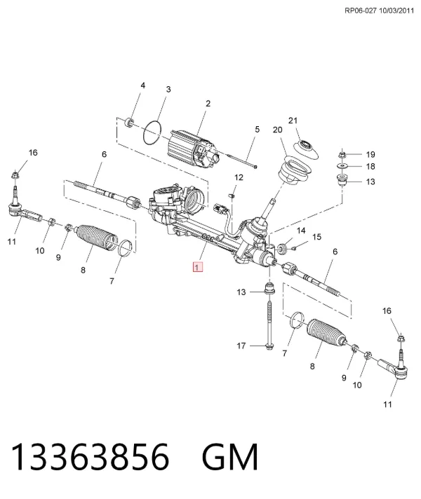 Listwa kierownicza (maglownica) 13363856 General Motors