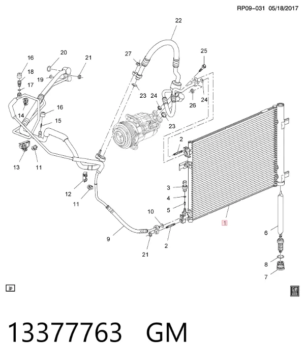 Chłodnica klimatyzacji 13377763 General Motors
