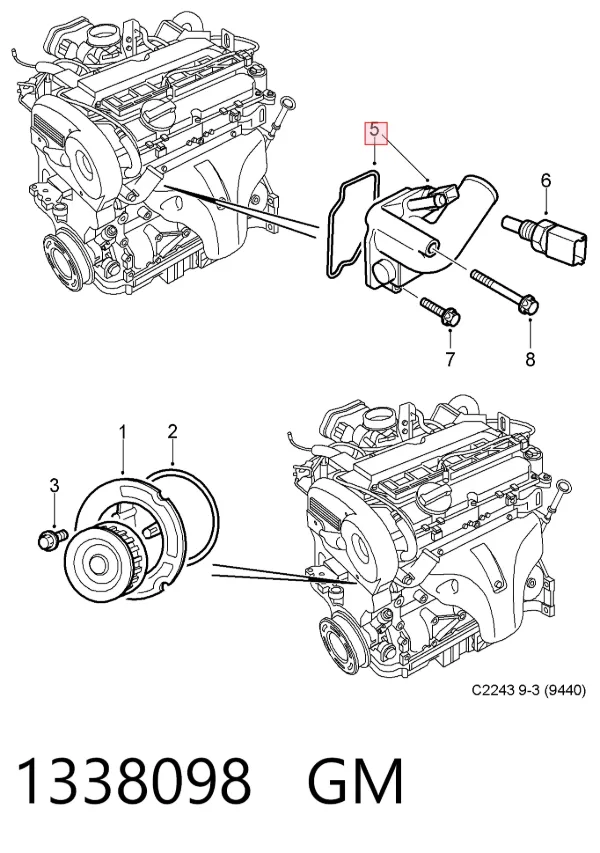 Obudowa termostatu 1338098 General Motors