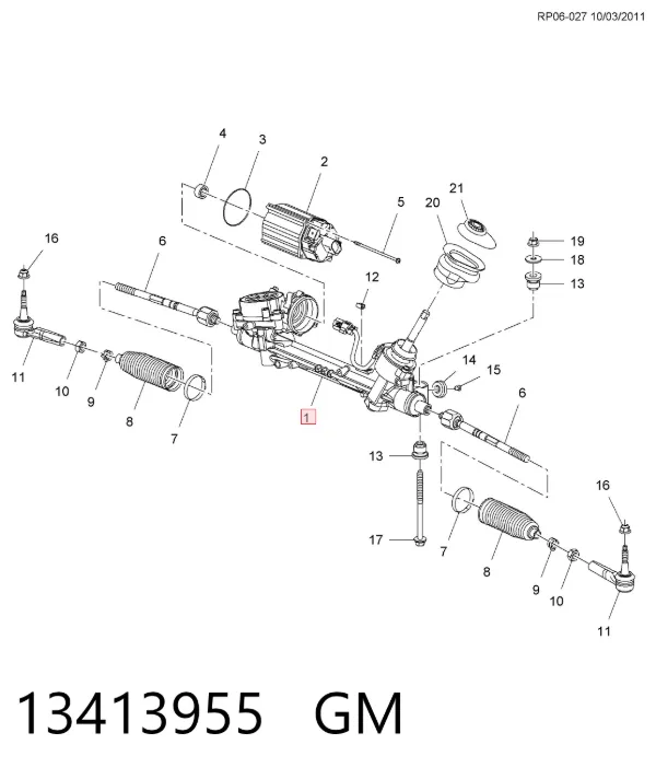 Listwa kierownicza (maglownica) 13413955 General Motors