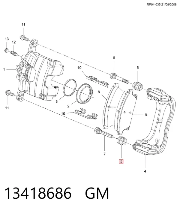 Zestaw naprawczy zacisku hamulcowego tylnego 13418686 General Motors