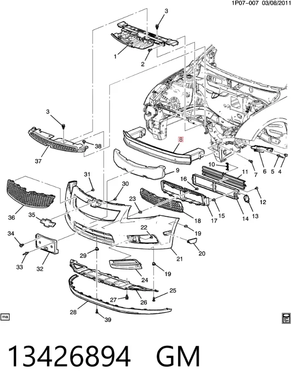 Wzmocnienie zderzaka przedniego 13426894 General Motors