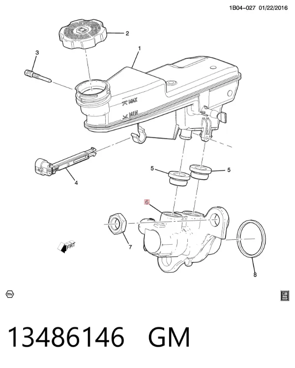 Główny cylinder hamulców 13486146 General Motors