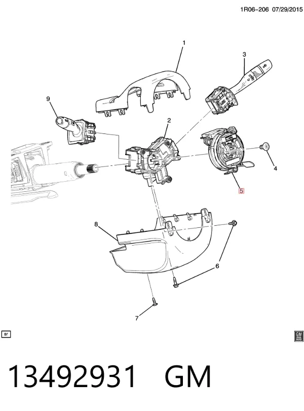 Pierścień kontaktowy AIRBAG, taśma kierownicy 13492931 General Motors