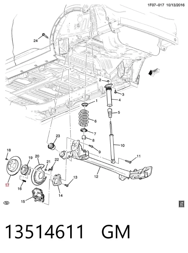 Tarcza hamulcowa tylna 13514611 General Motors