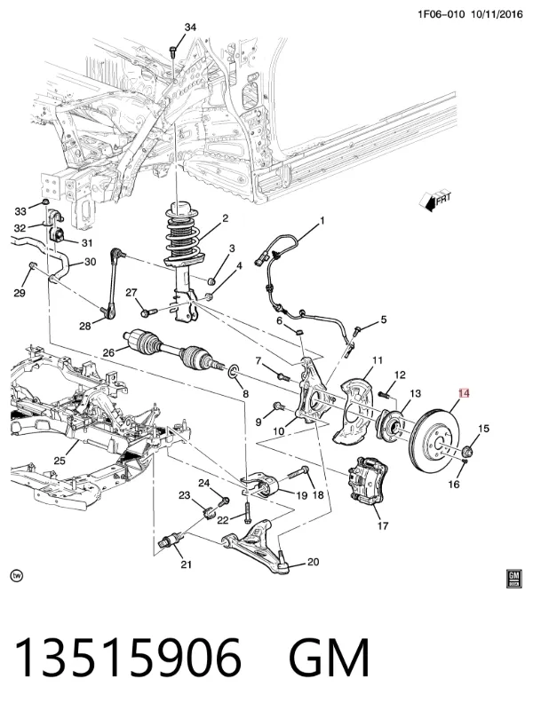 Tarcza hamulcowa przednia 13515906 General Motors