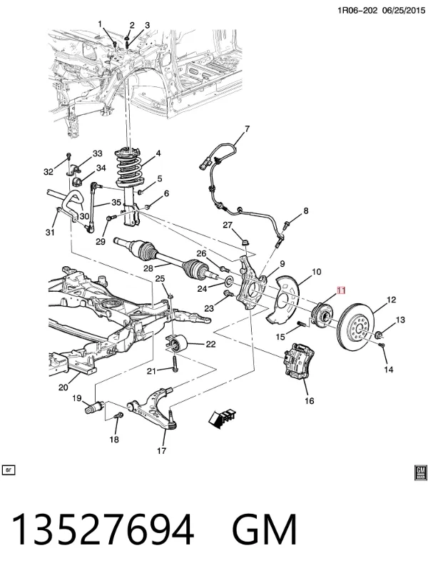 Piasta przednia 13527694 General Motors