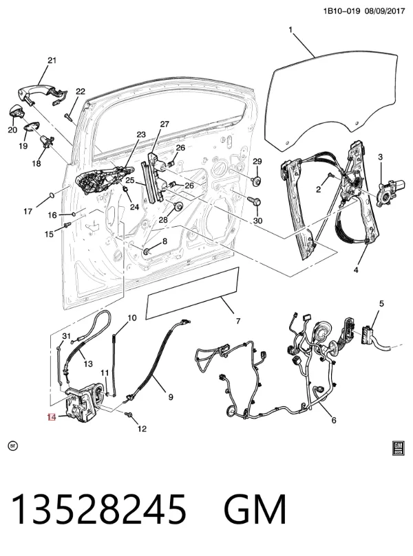 Zamek drzwi przednich lewych Chevrolet VOLT II