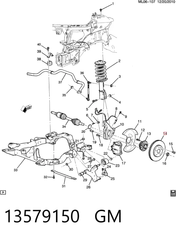 Tarcza hamulcowa przednia 13579150 General Motors